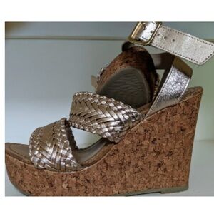 Y2K Braided Beige Wedge Sandals